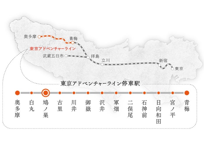 「沿線まるごとホテル」第一弾の舞台となるJR青梅線「鳩ノ巣駅」／提供画像／提供画像